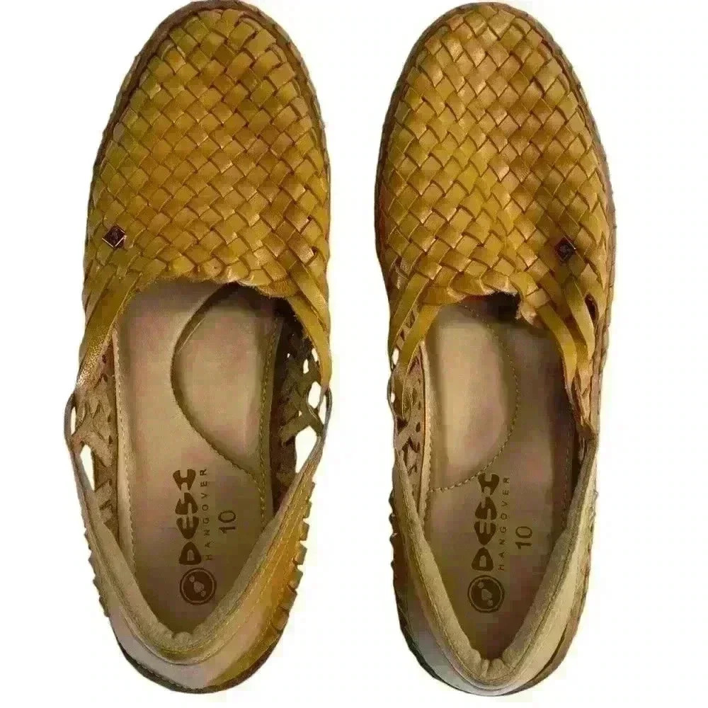 Desk Hangover “Holas” Woven Leather Flats Size 10